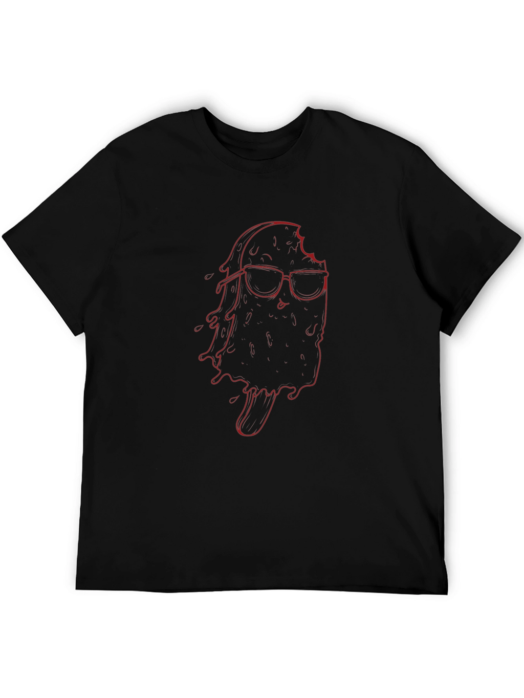 Cool Treat Tee: Red Ice Cream Graphic Black T-Shirt