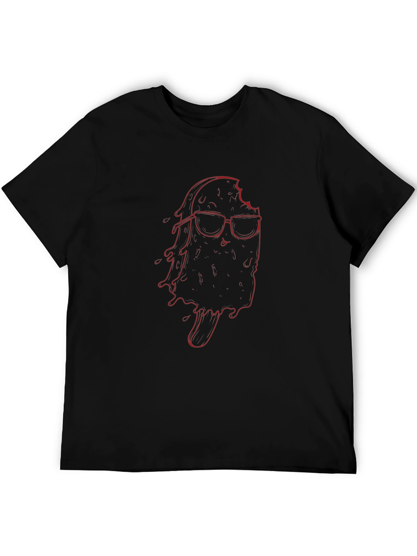 Cool Treat Tee: Red Ice Cream Graphic Black T-Shirt