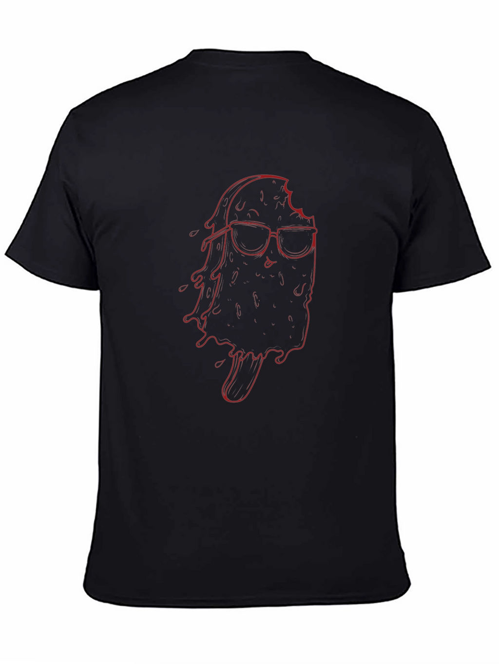 Cool Treat Tee: Red Ice Cream Graphic Black T-Shirt