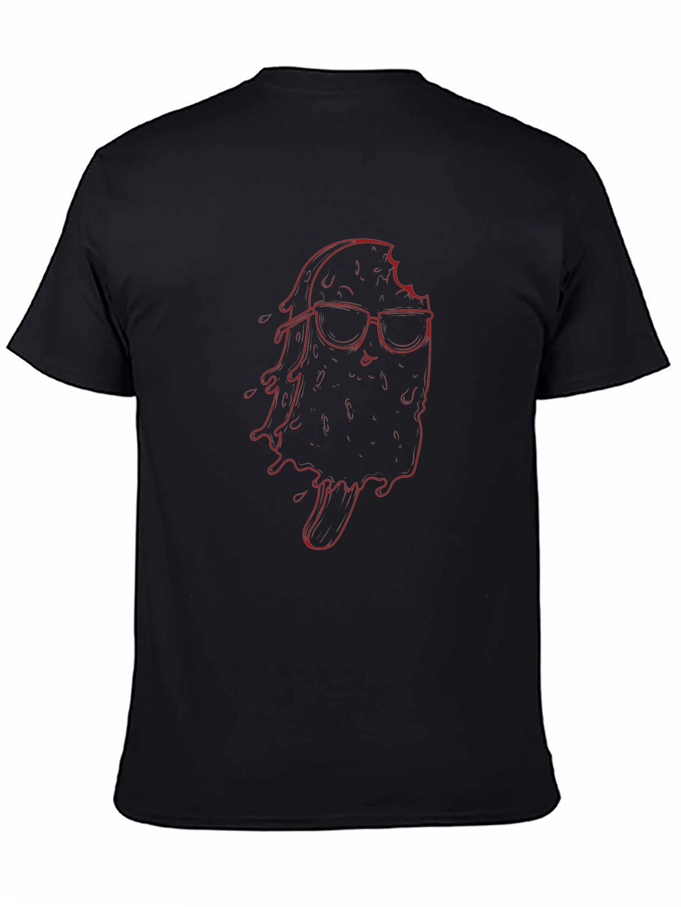 Cool Treat Tee: Red Ice Cream Graphic Black T-Shirt