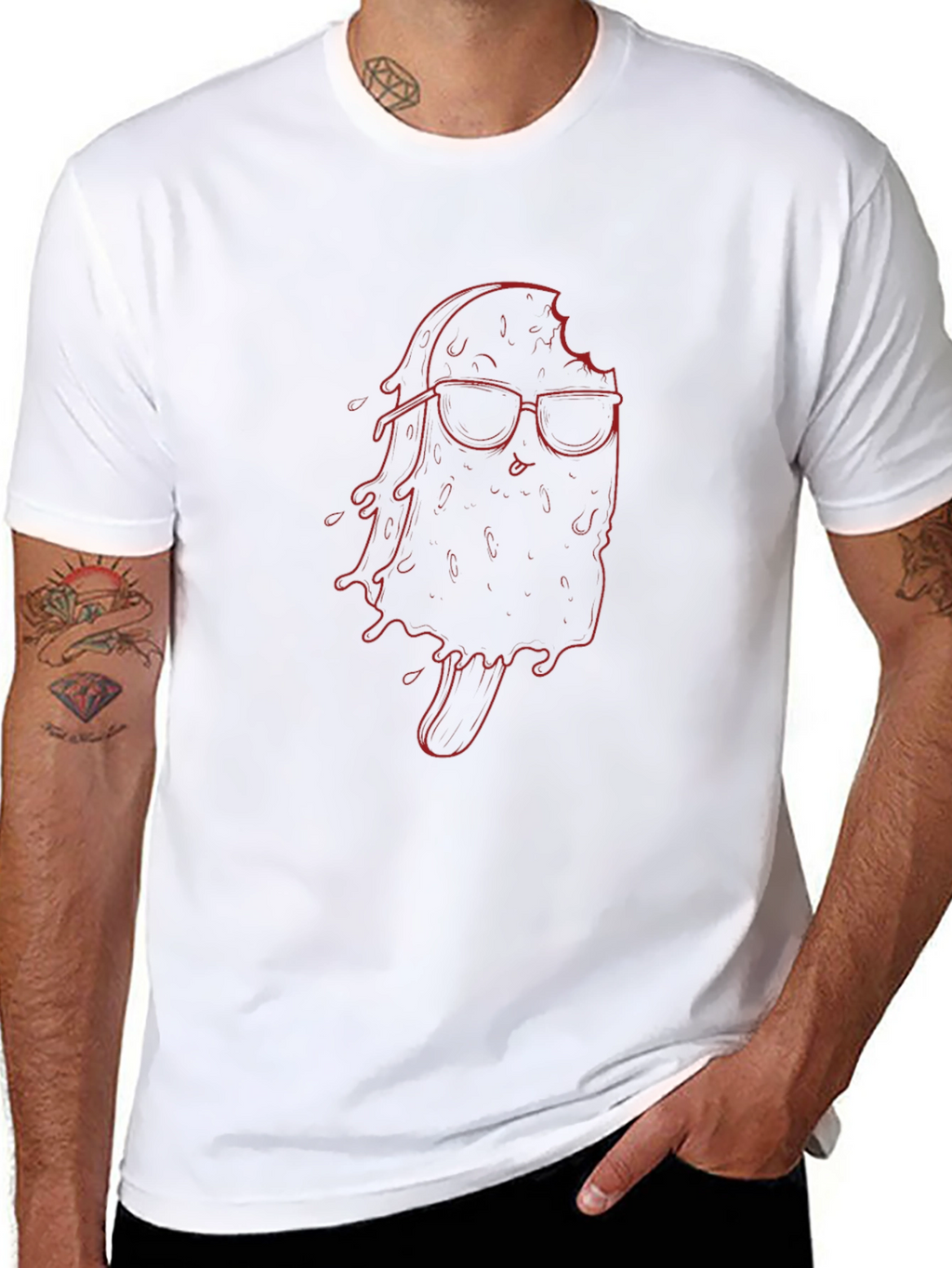 Cool Treat Tee: Red Ice Cream Graphic Black T-Shirt