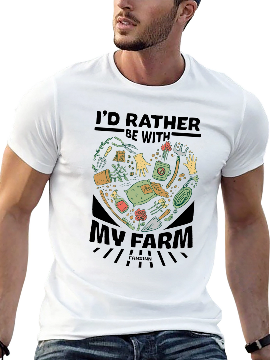 Farm Lover T-Shirt: Id Rather Be With My Farm