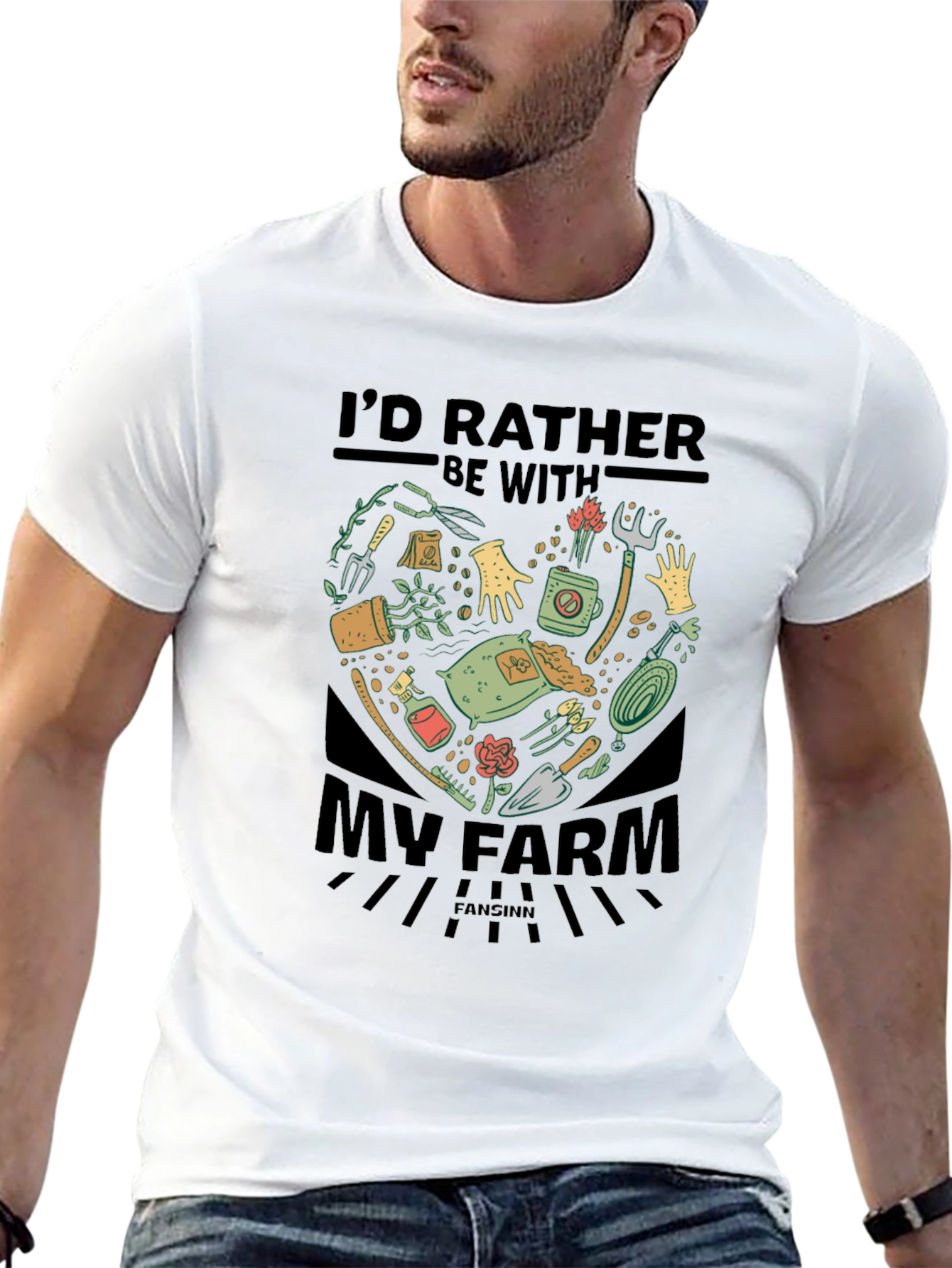 Farm Lover T-Shirt: Id Rather Be With My Farm