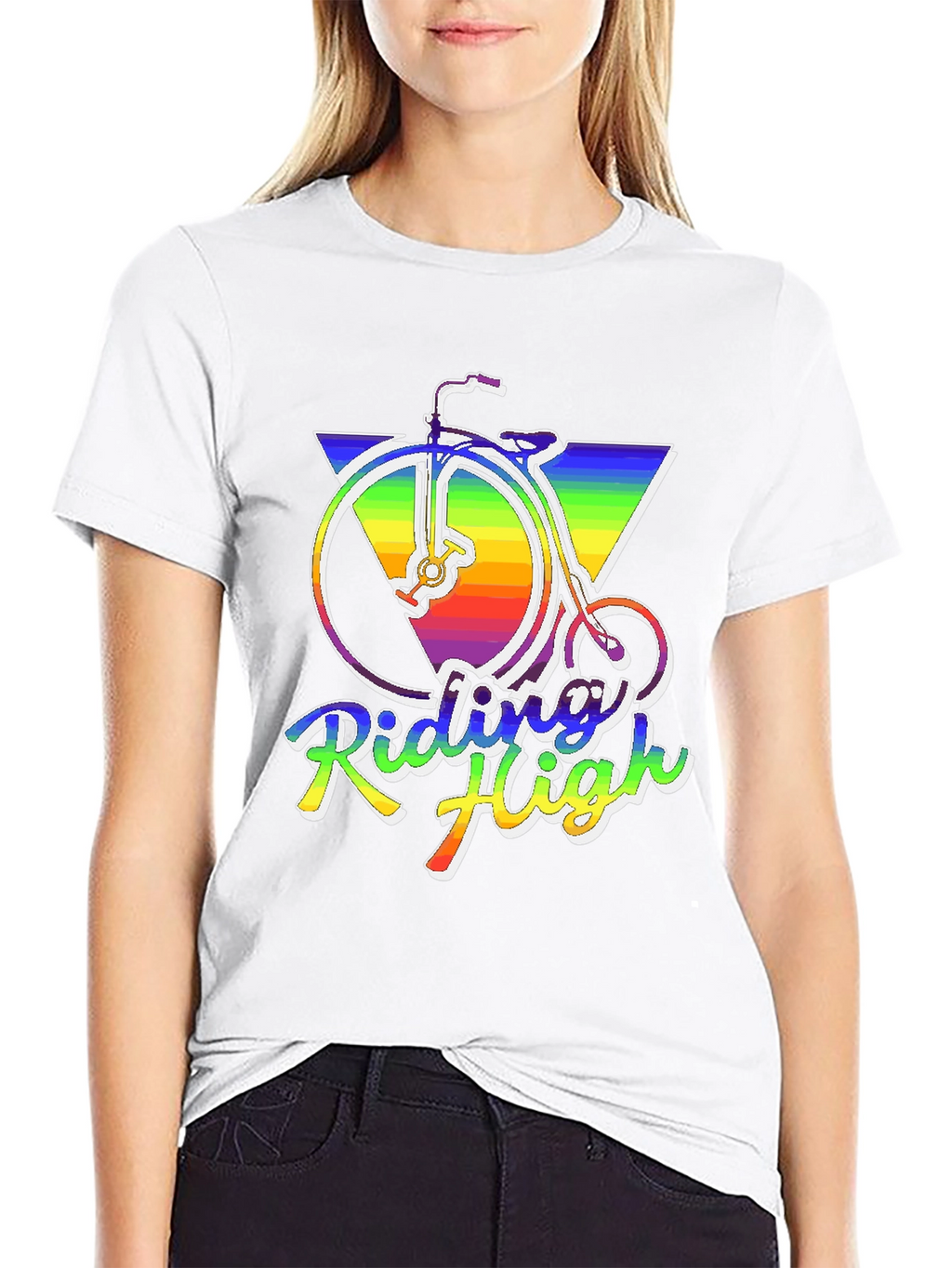 Riding High Retro Rainbow Bike T-Shirt