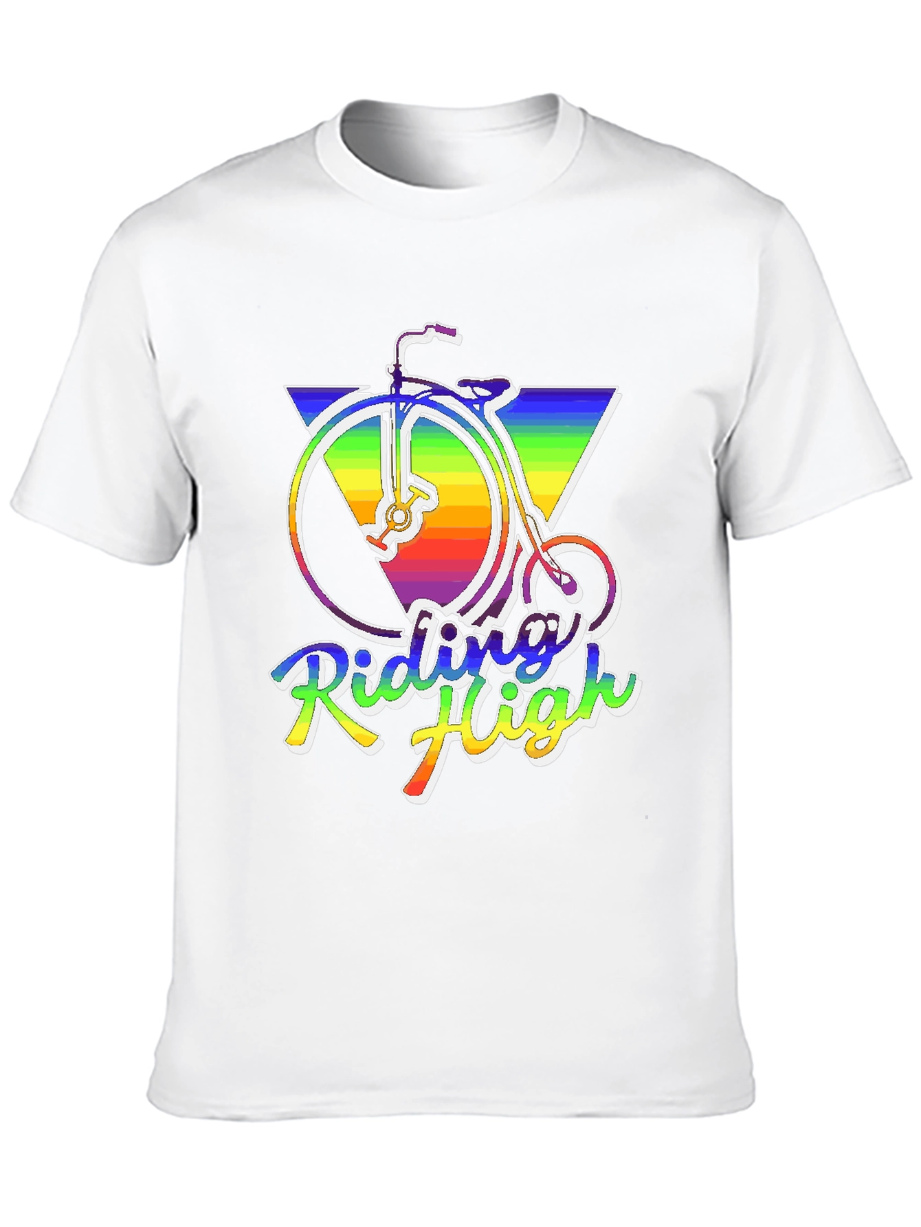 Riding High Retro Rainbow Bike T-Shirt
