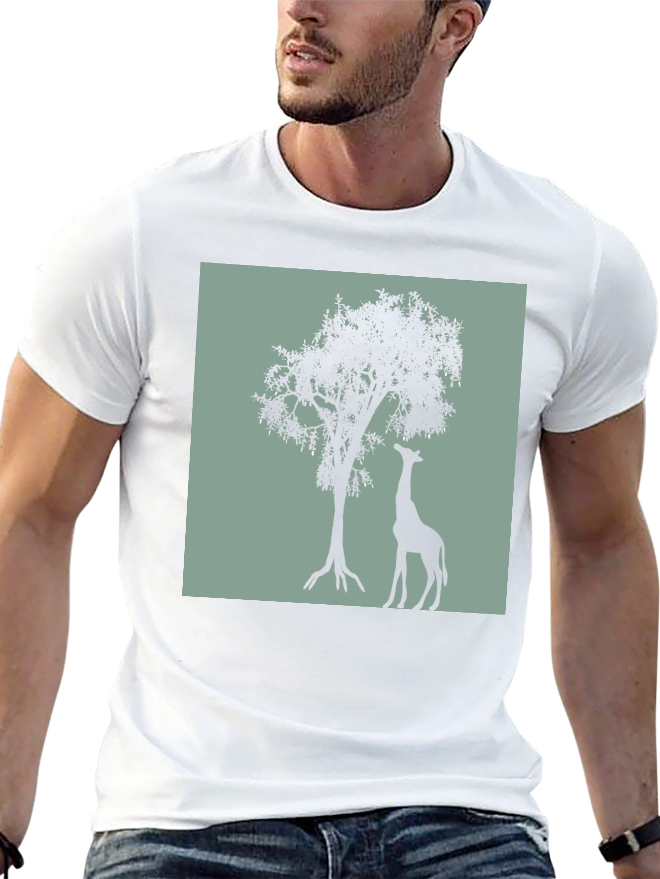 Giraffe Silhouette Graphic Tee - Black