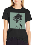 Giraffe Silhouette Graphic Tee - Black
