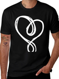 Black T-Shirt with Abstract Heart Design