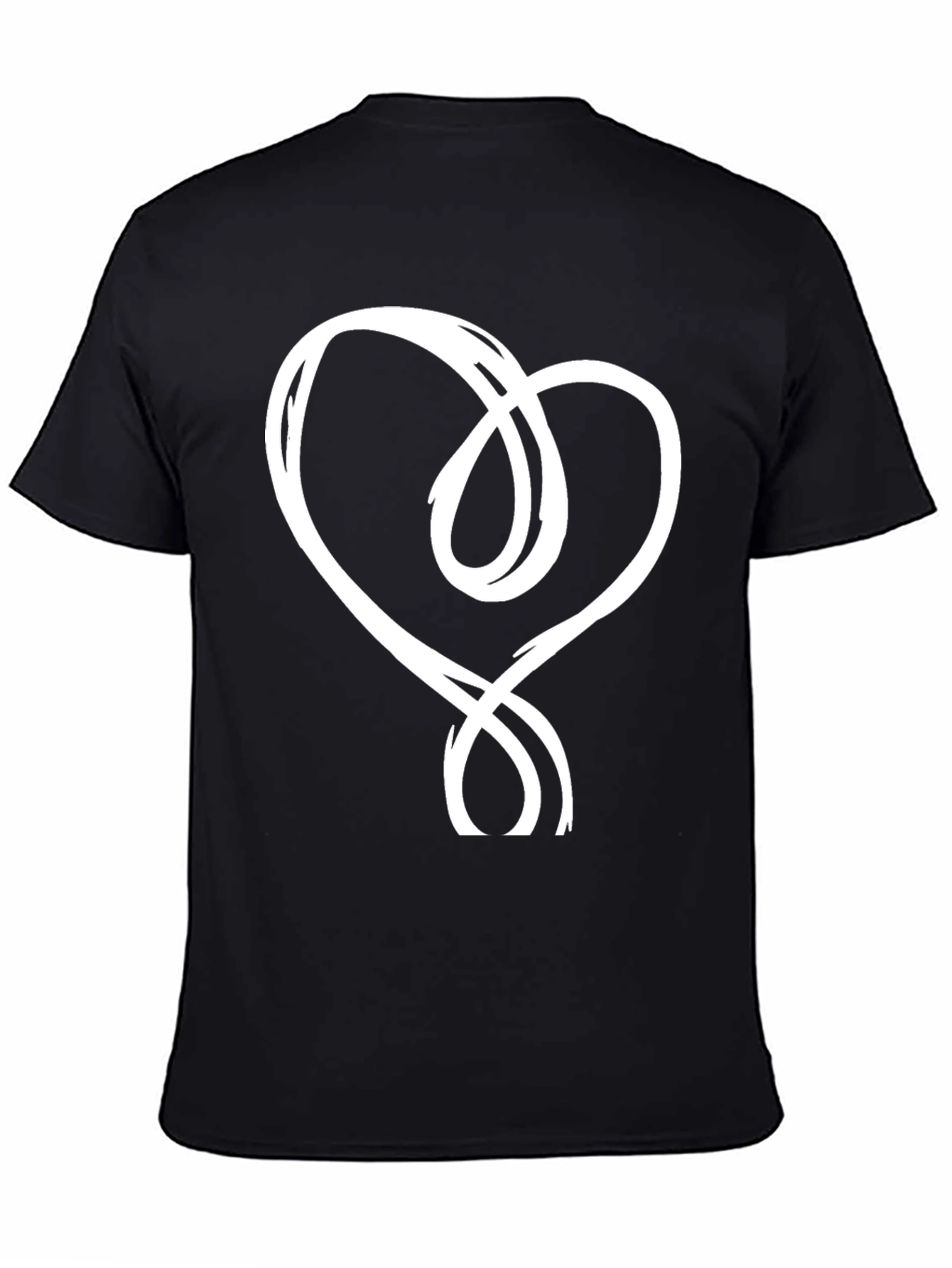 Black T-Shirt with Abstract Heart Design