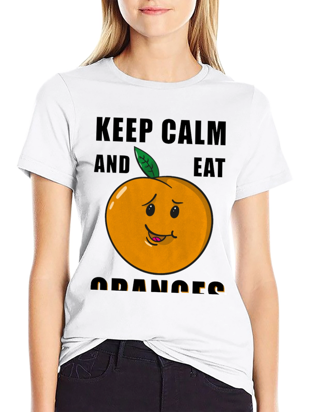 Keep Calm & Eat Oranges Funny Graphic T-Shirt