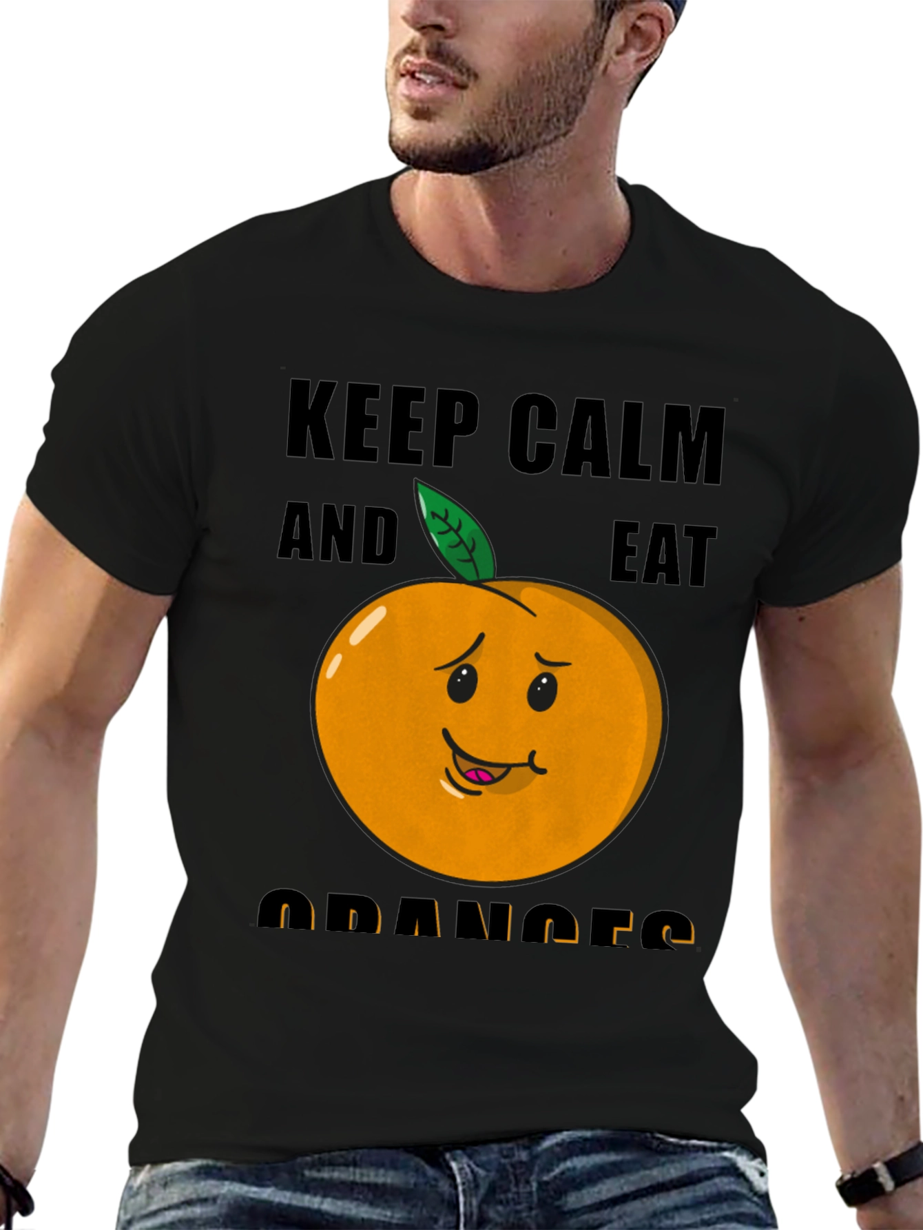 Keep Calm & Eat Oranges Funny Graphic T-Shirt