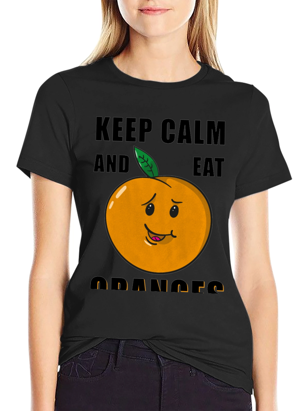 Keep Calm & Eat Oranges Funny Graphic T-Shirt