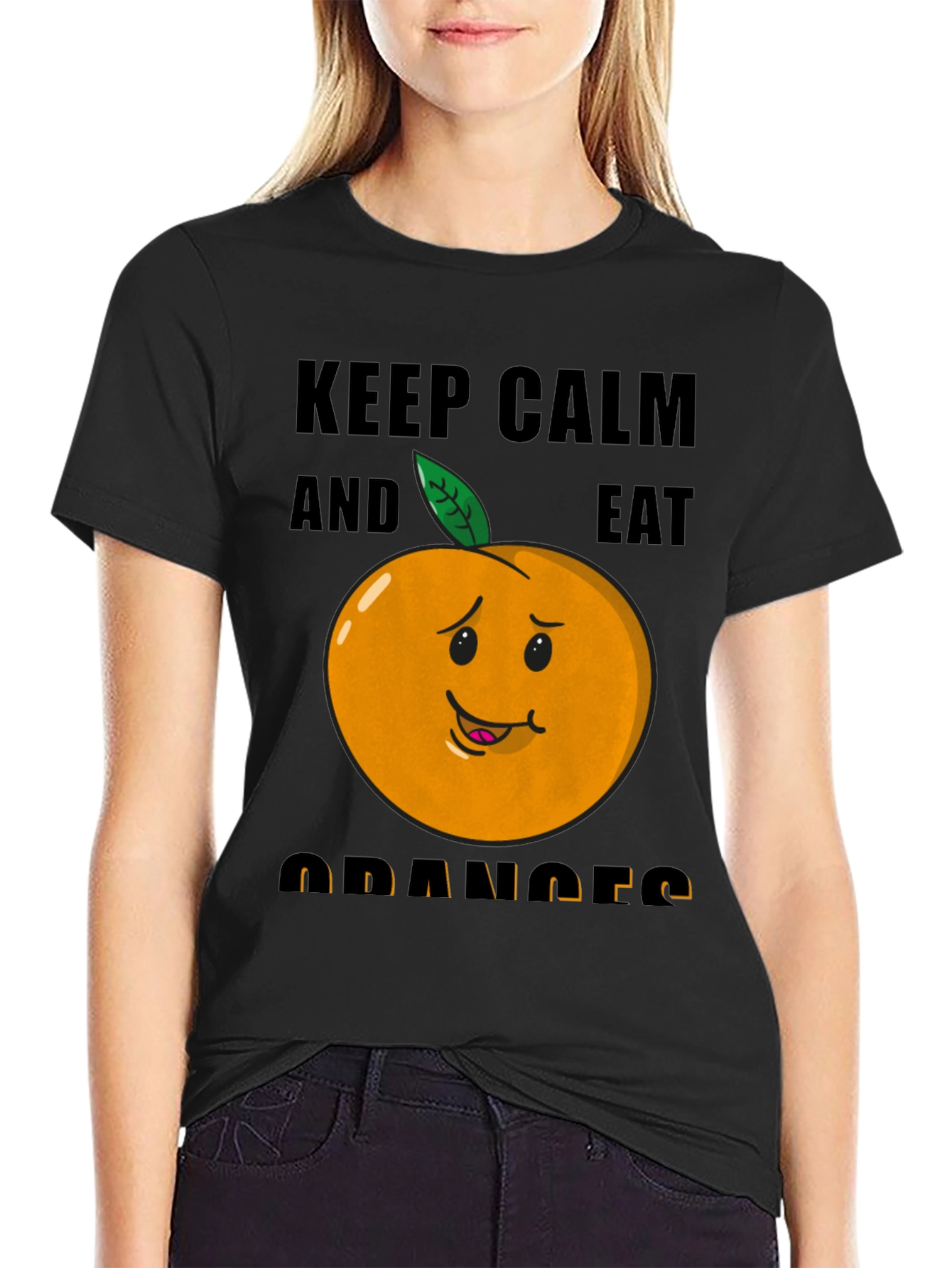 Keep Calm & Eat Oranges Funny Graphic T-Shirt