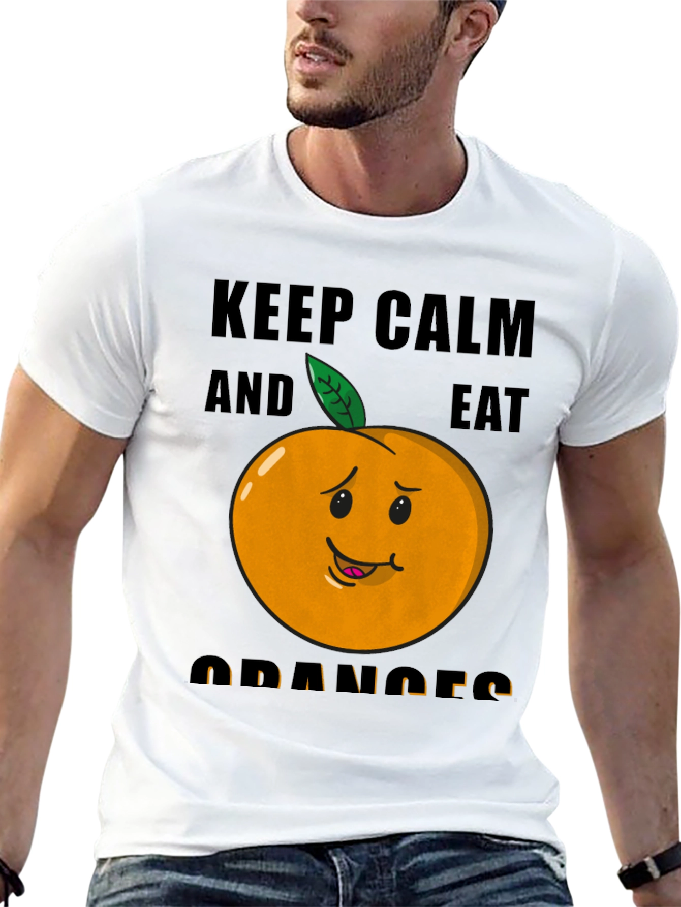 Keep Calm & Eat Oranges Funny Graphic T-Shirt
