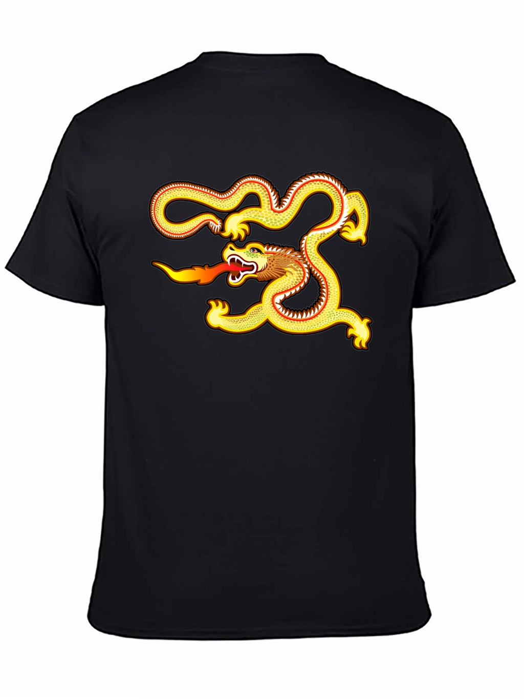 Golden Dragon Graphic Tee - Black Cotton Comfort