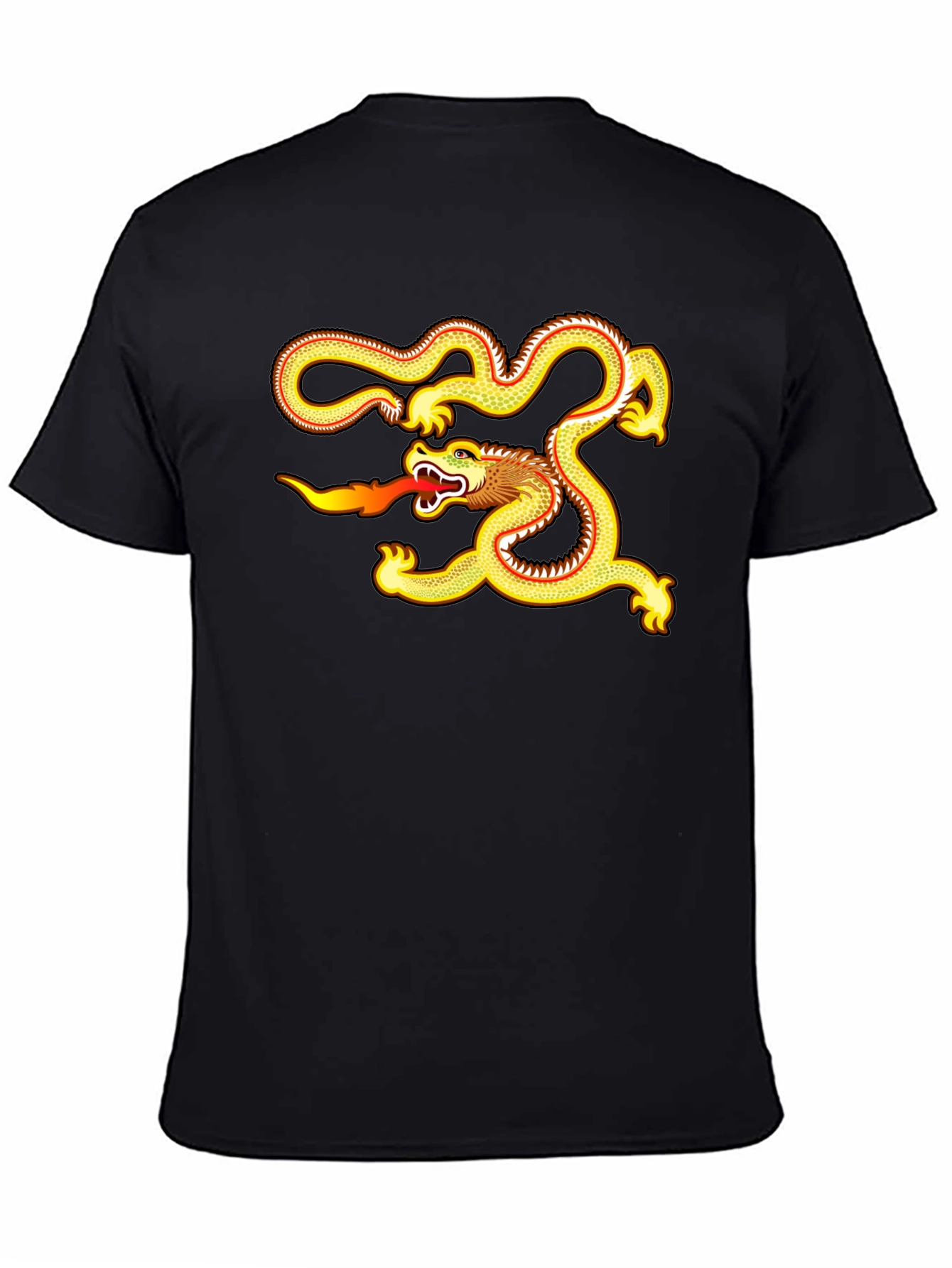 Golden Dragon Graphic Tee - Black Cotton Comfort