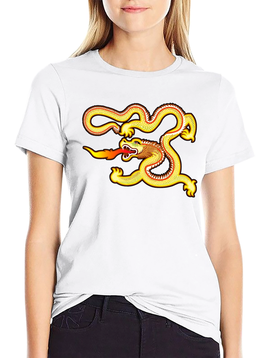Golden Dragon Graphic Tee - Black Cotton Comfort