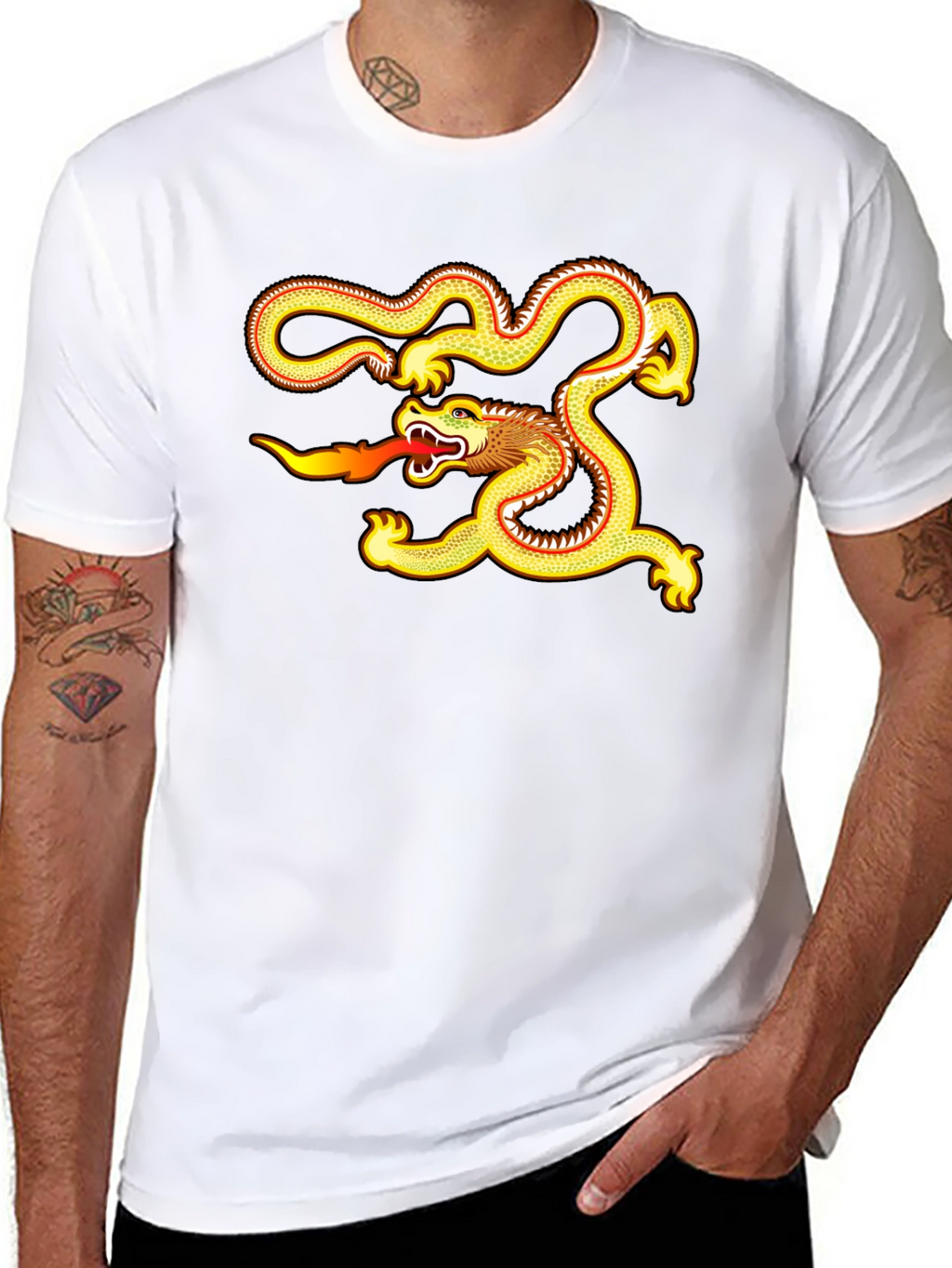 Golden Dragon Graphic Tee - Black Cotton Comfort
