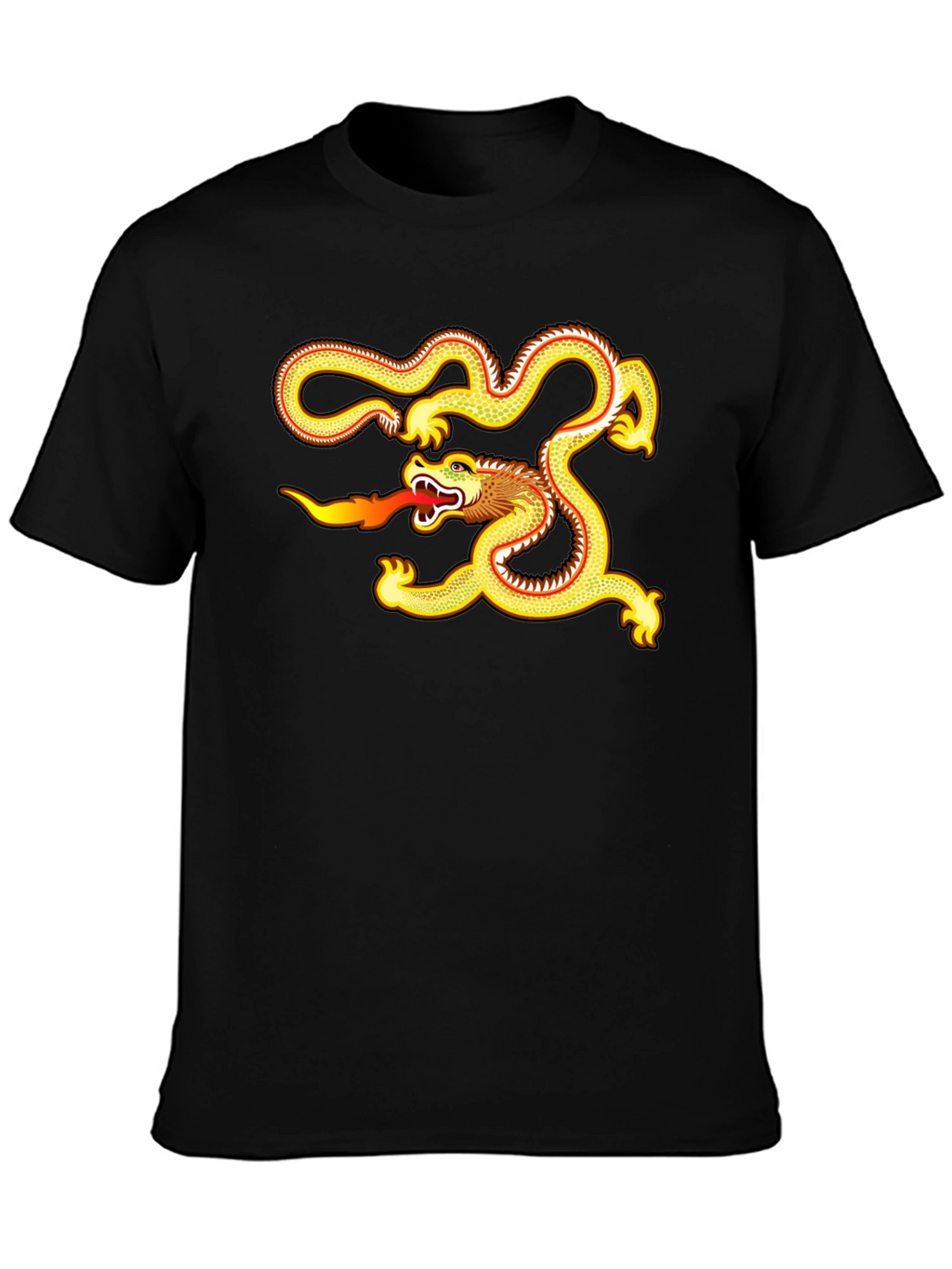 Golden Dragon Graphic Tee - Black Cotton Comfort