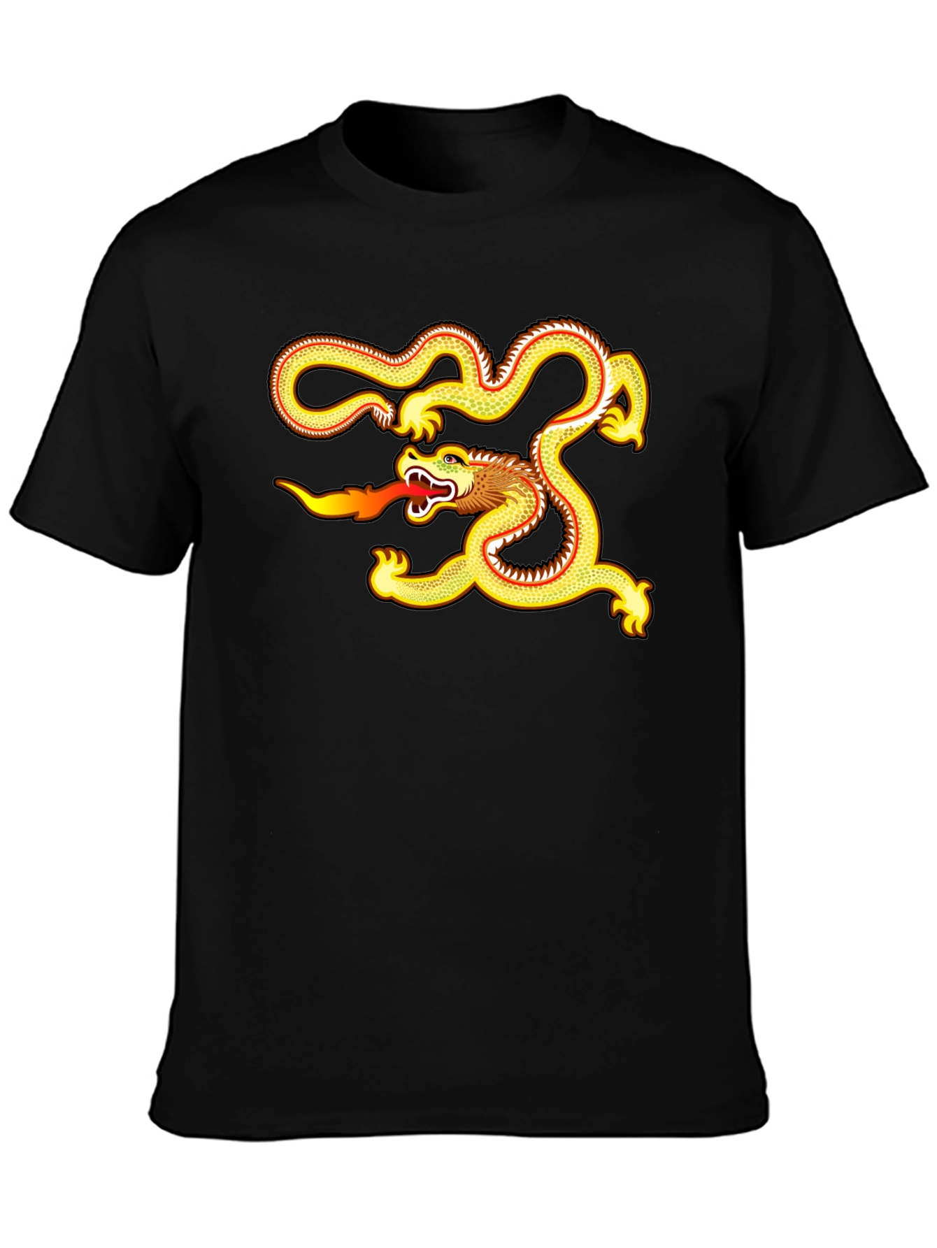 Golden Dragon Graphic Tee - Black Cotton Comfort
