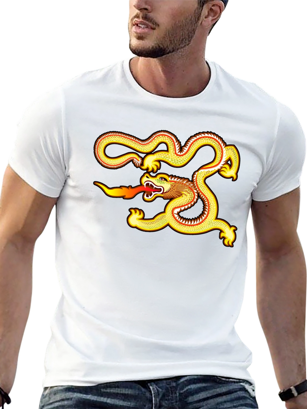 Golden Dragon Graphic Tee - Black Cotton Comfort