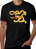 Golden Dragon Graphic Tee - Black Cotton Comfort