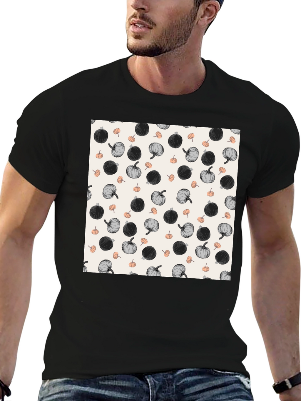 Pumpkin Pattern T-Shirt - Stylish Fall Fashion