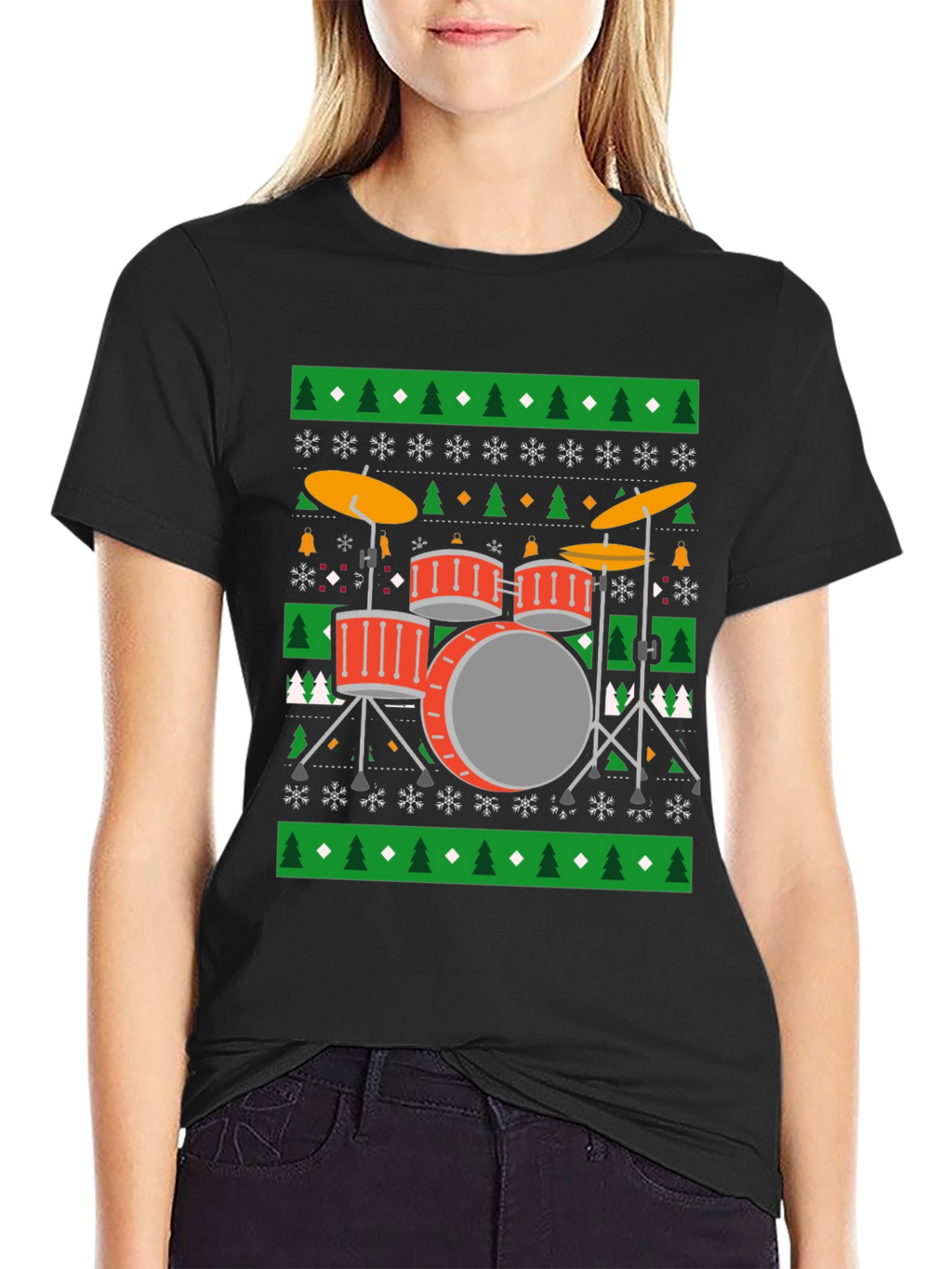 Drum Kit Ugly Christmas Sweater T-Shirt