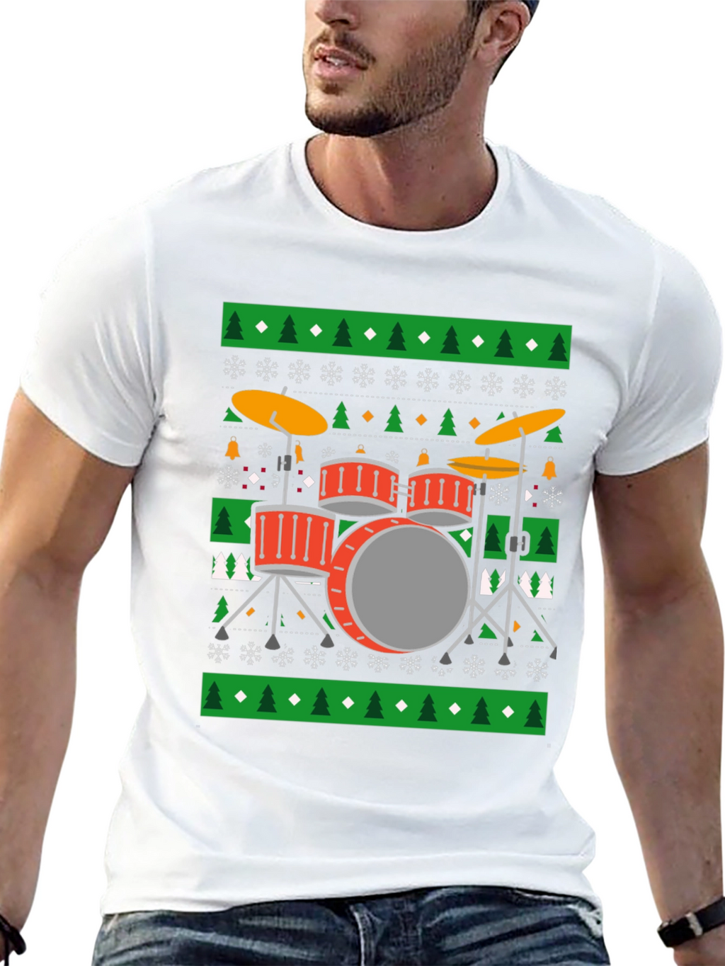 Drum Kit Ugly Christmas Sweater T-Shirt