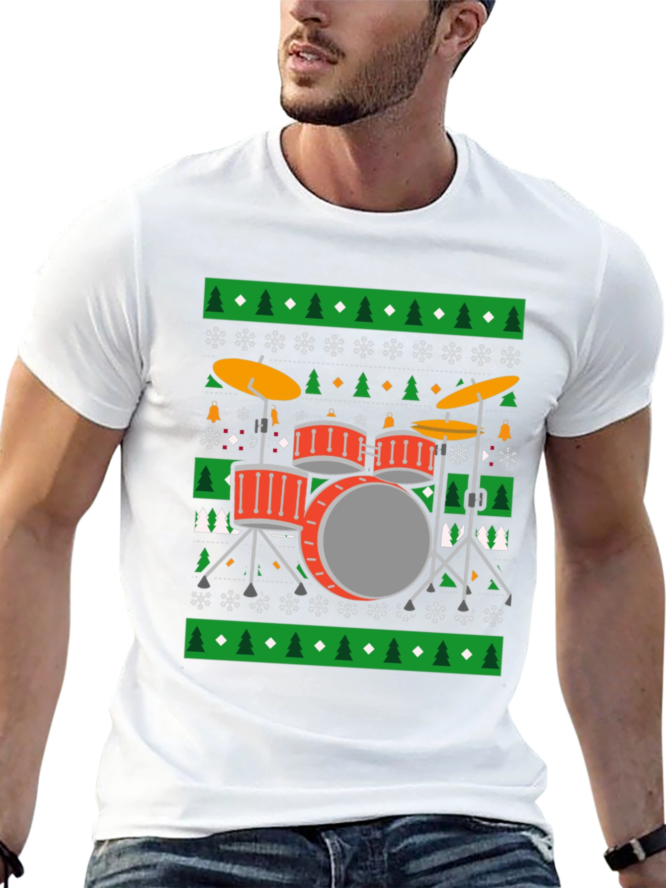 Drum Kit Ugly Christmas Sweater T-Shirt
