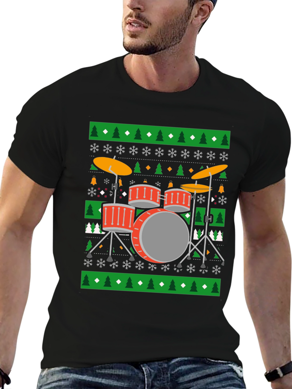 Drum Kit Ugly Christmas Sweater T-Shirt