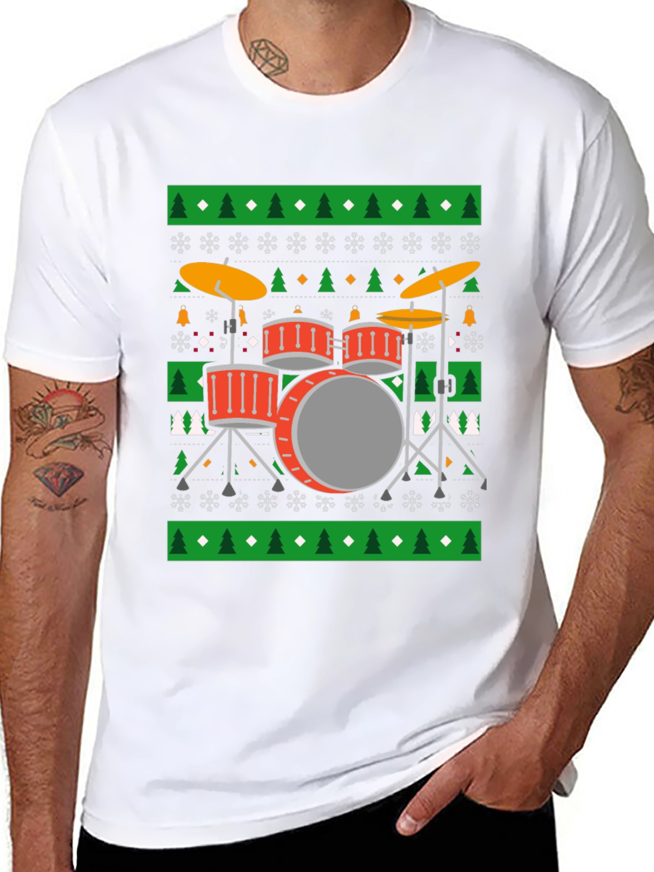 Drum Kit Ugly Christmas Sweater T-Shirt