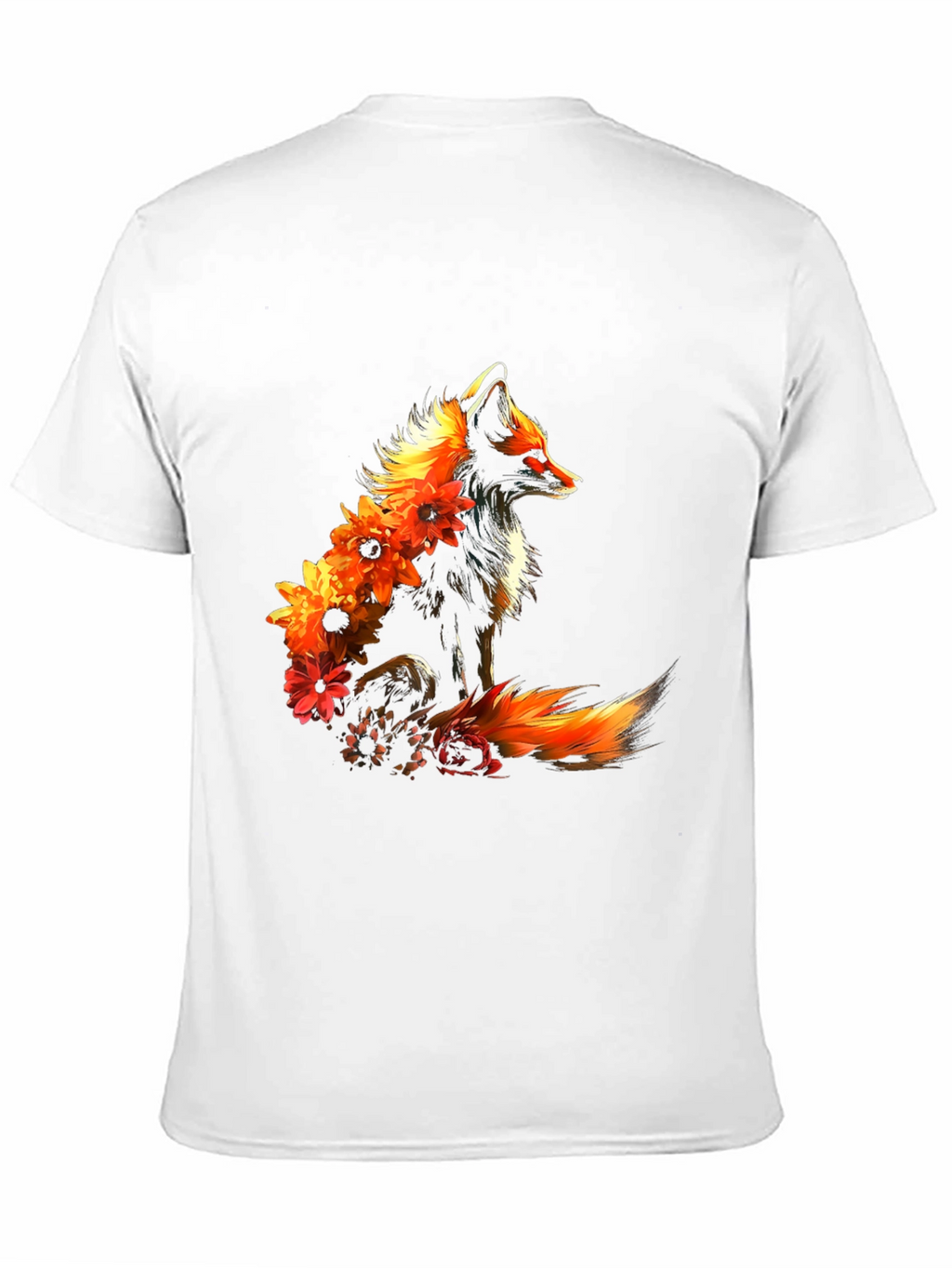 Floral Fox Graphic Black T-Shirt