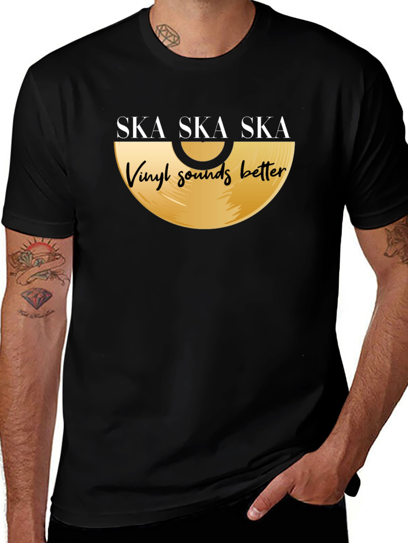 Ska Vinyl Sounds Better T-Shirt - Black Graphic Tee
