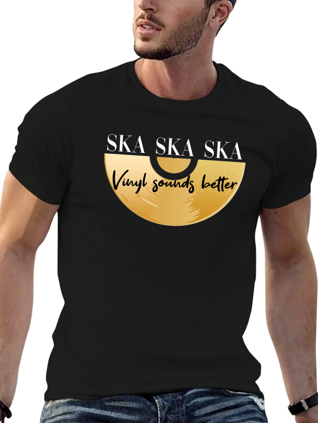Ska Vinyl Sounds Better T-Shirt - Black Graphic Tee