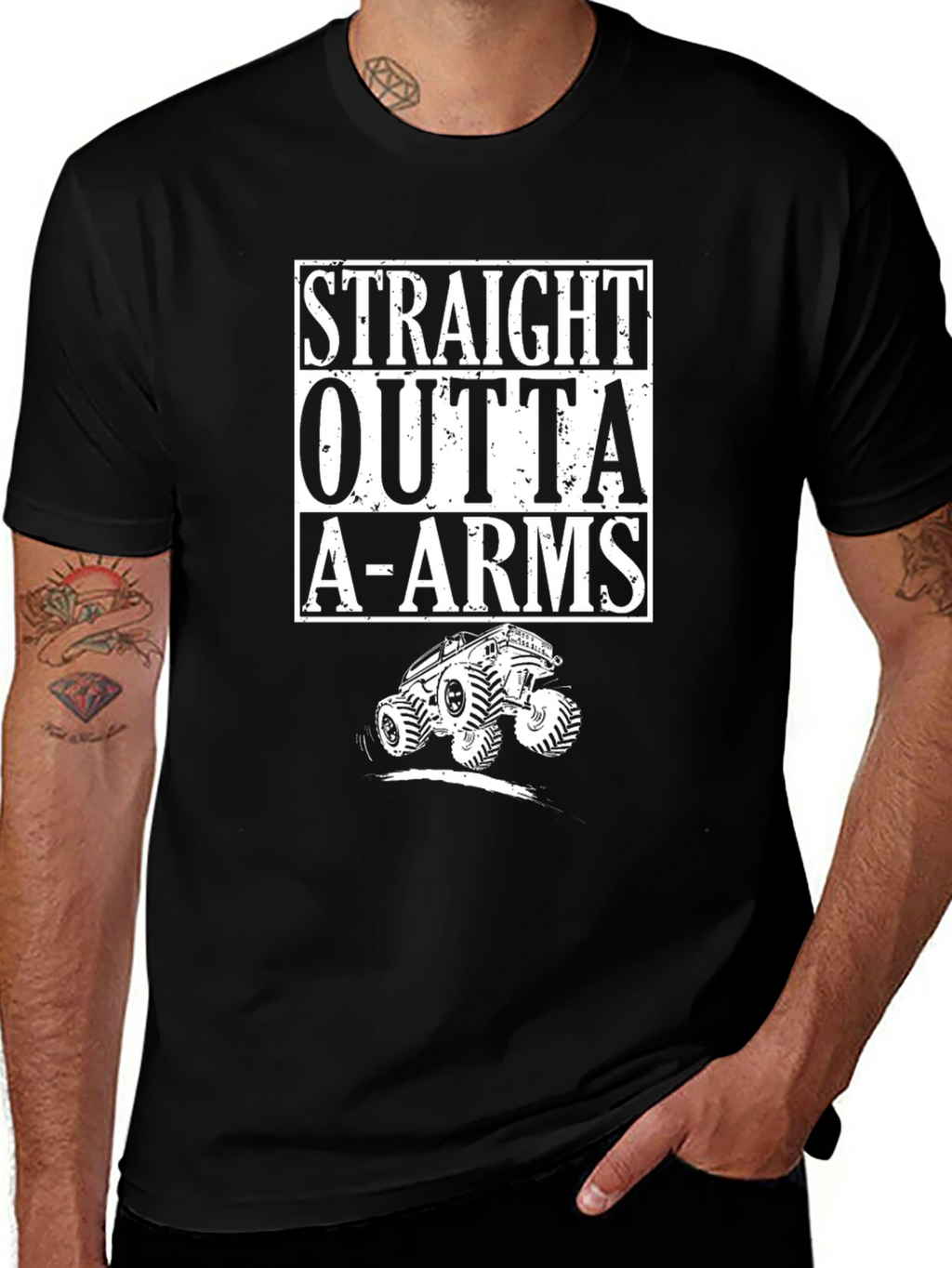 Straight Outta A-Arms Monster Truck Black T-Shirt