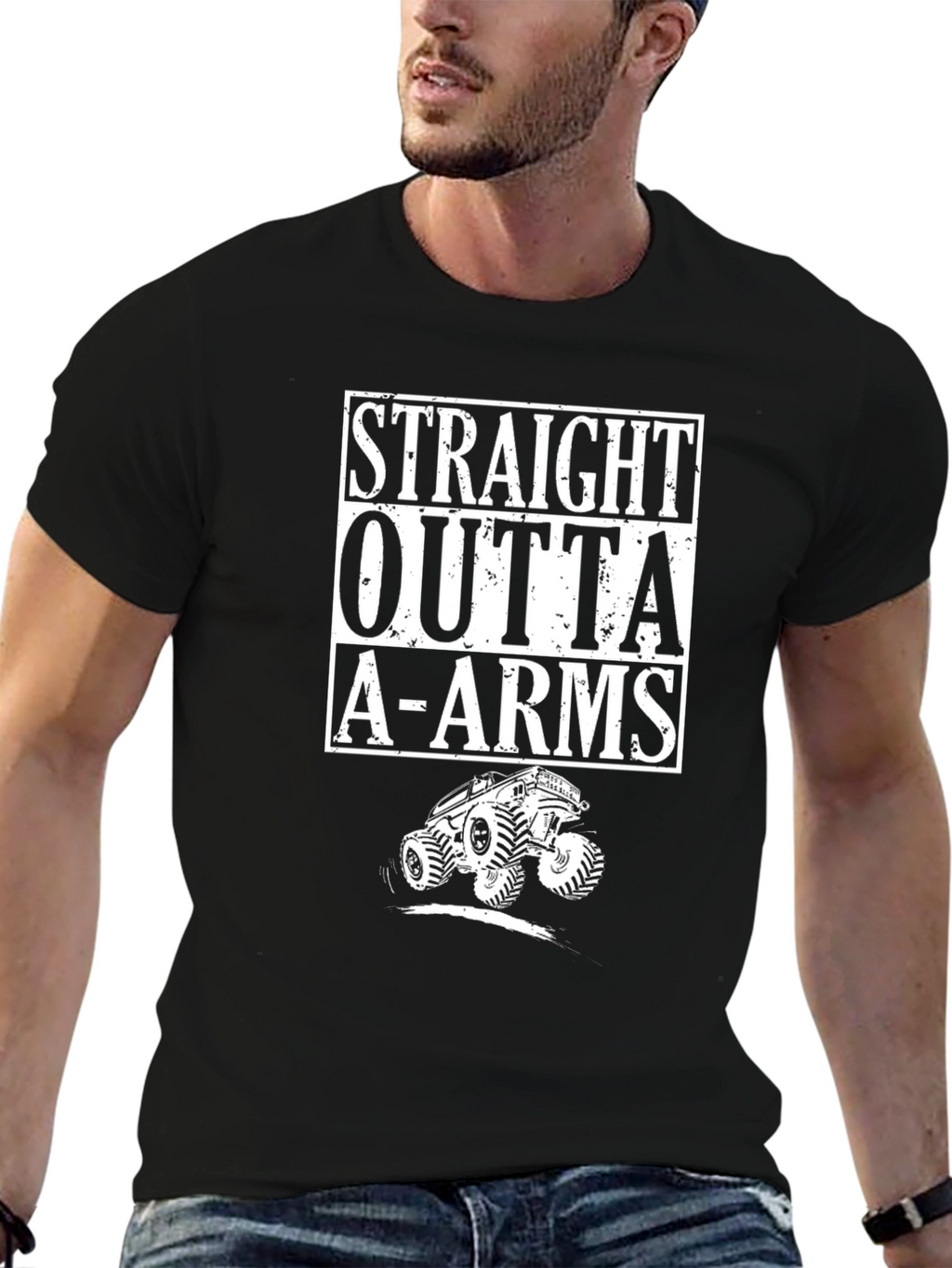 Straight Outta A-Arms Monster Truck Black T-Shirt