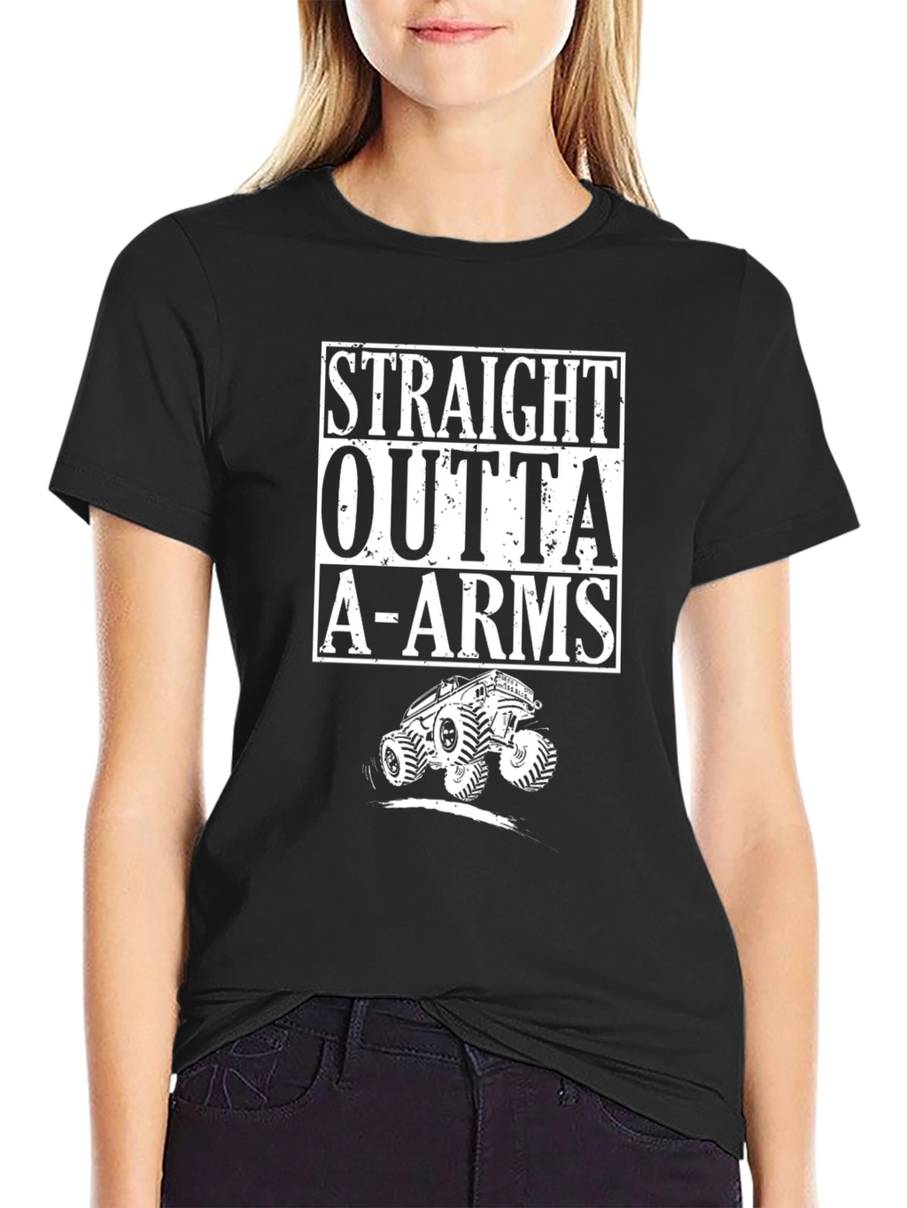 Straight Outta A-Arms Monster Truck Black T-Shirt