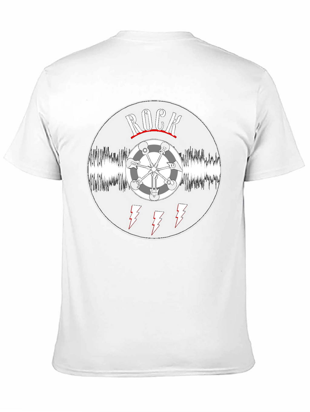 Rock Music T-Shirt - Guitar Wheel & Lightning Bolts