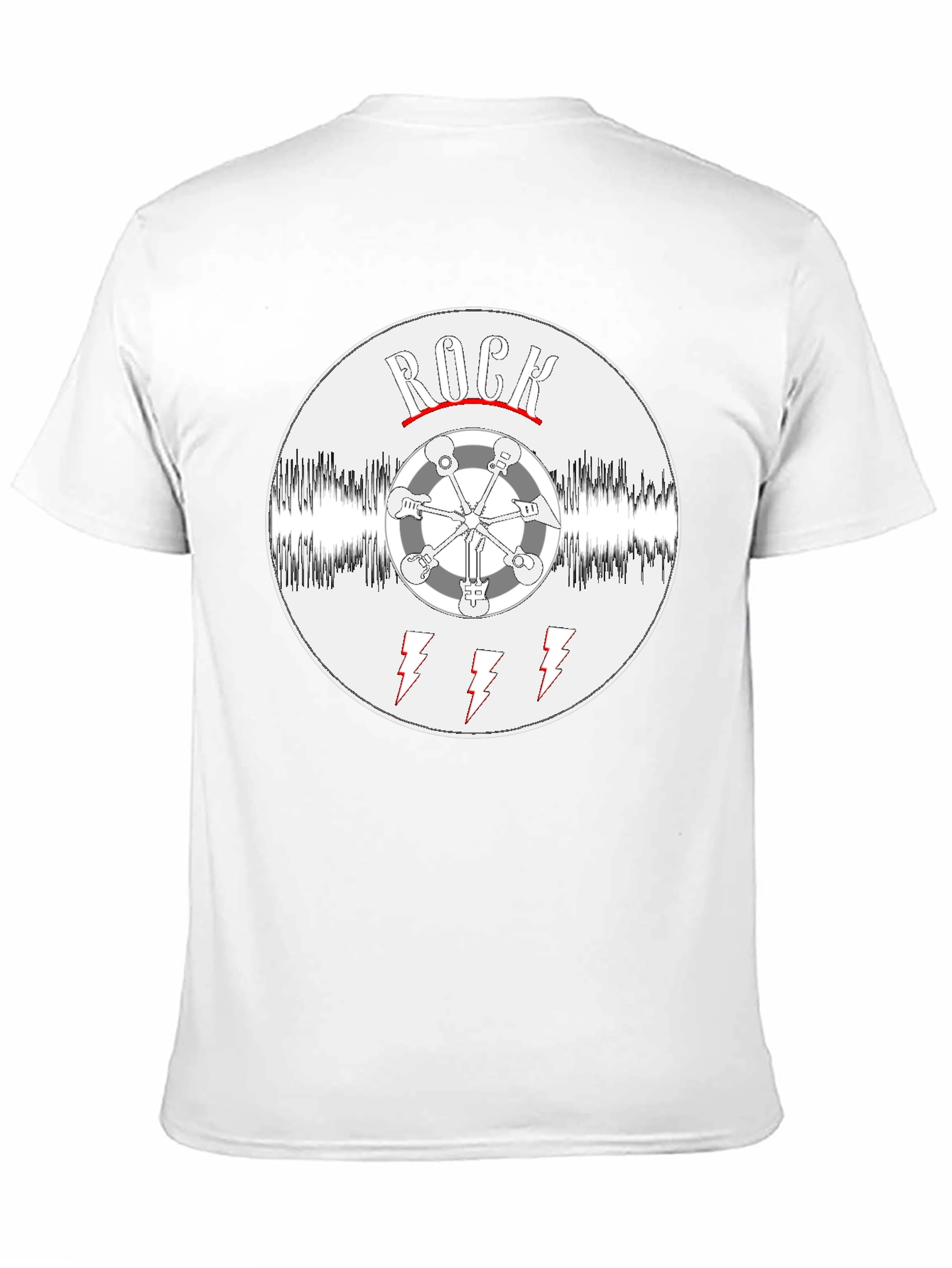 Rock Music T-Shirt - Guitar Wheel & Lightning Bolts