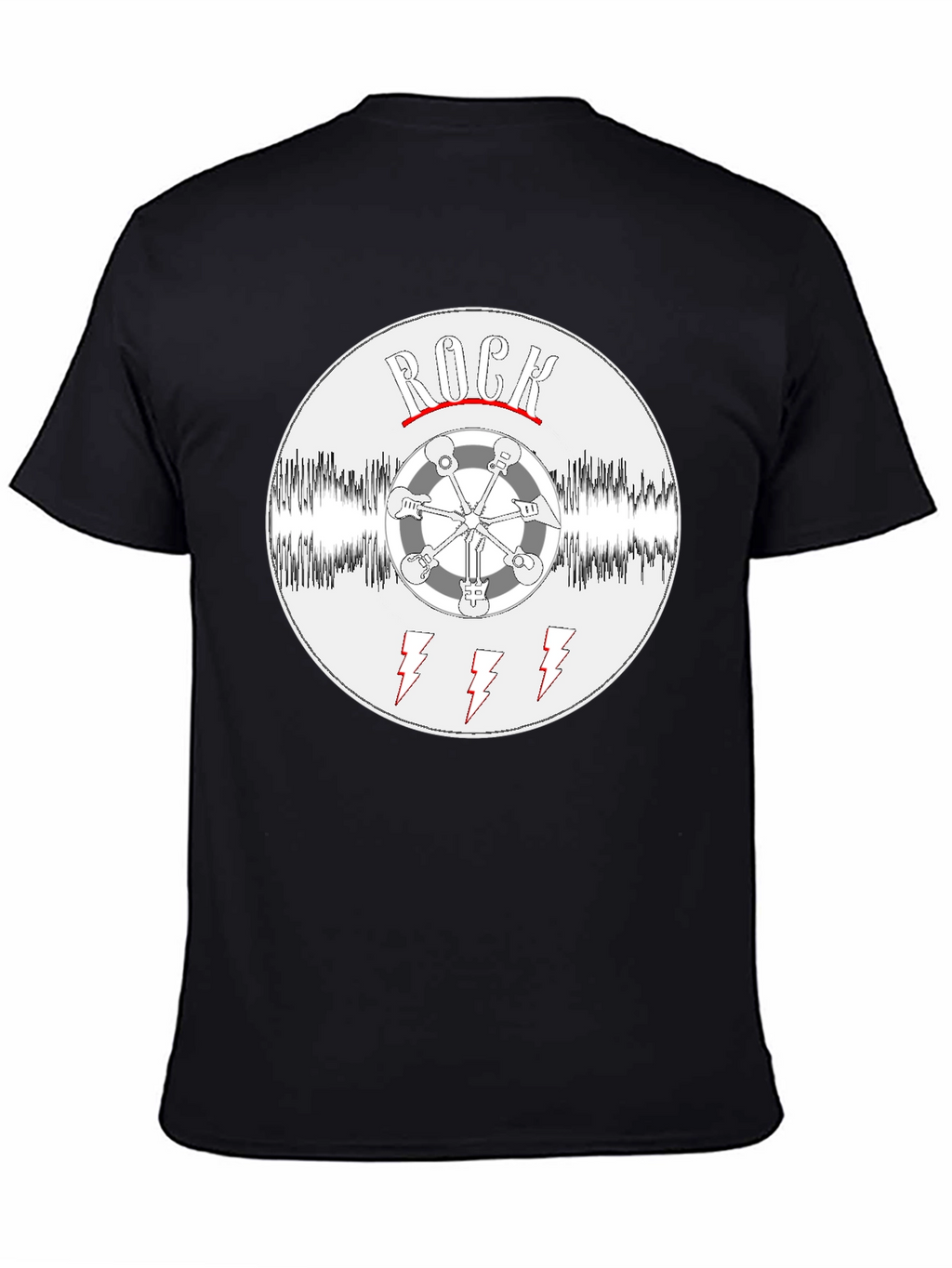 Rock Music T-Shirt - Guitar Wheel & Lightning Bolts