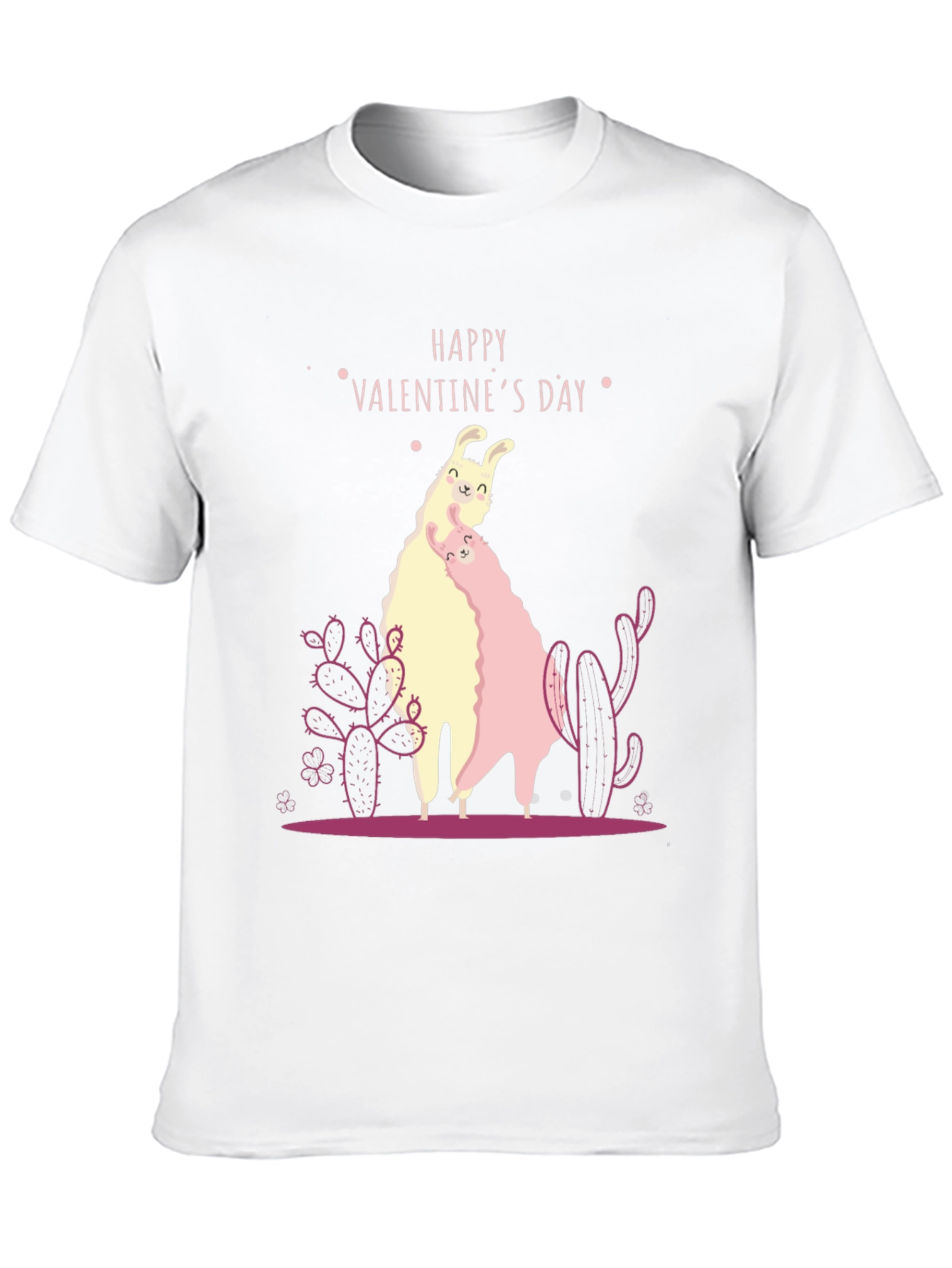 Llama Valentines Day Black T-Shirt