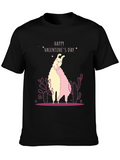 Llama Valentines Day Black T-Shirt