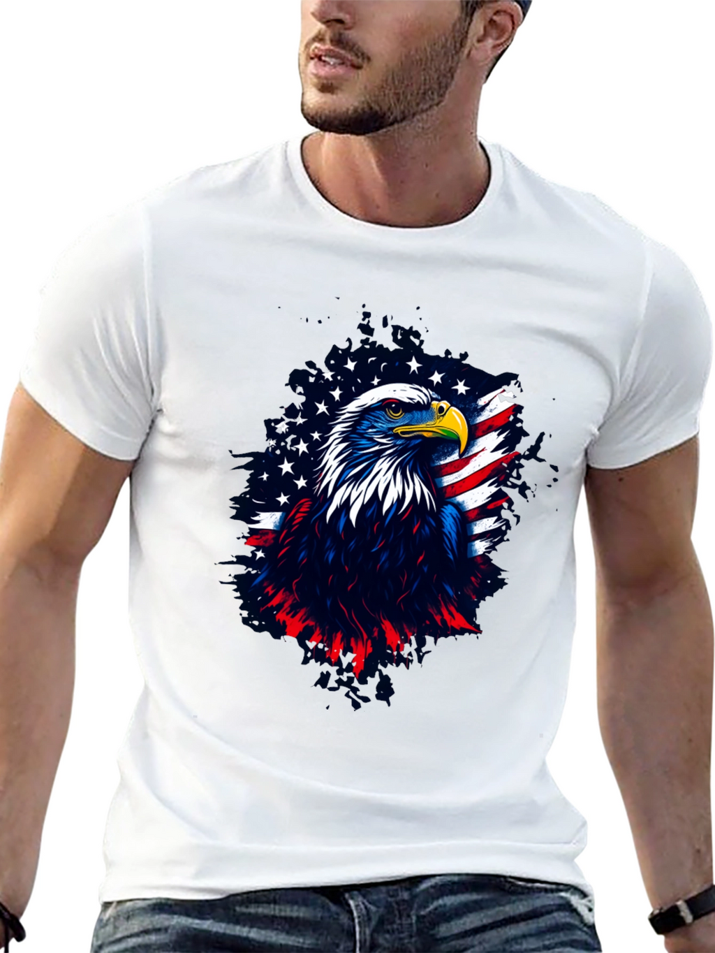 Patriotic Eagle Graphic Tee - Mens Black T-Shirt