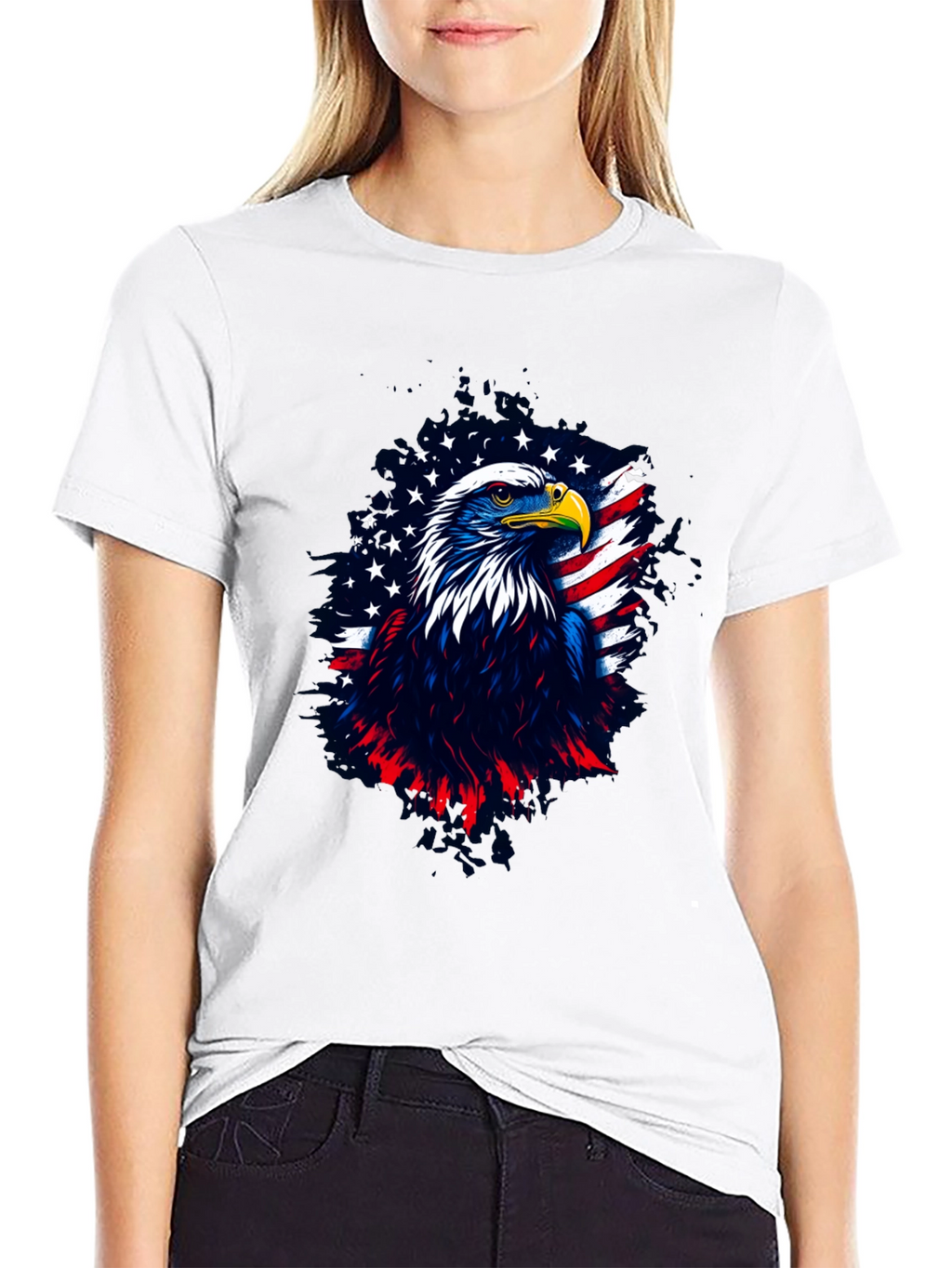 Patriotic Eagle Graphic Tee - Mens Black T-Shirt