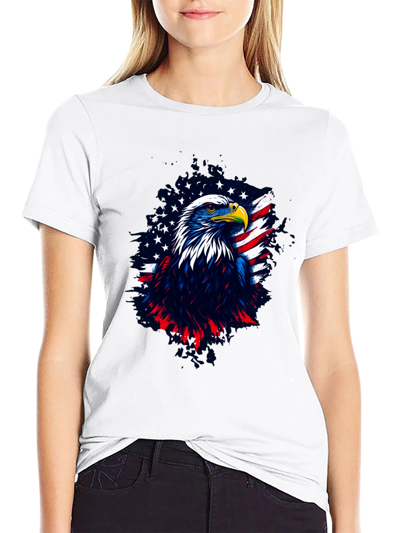 Patriotic Eagle Graphic Tee - Mens Black T-Shirt