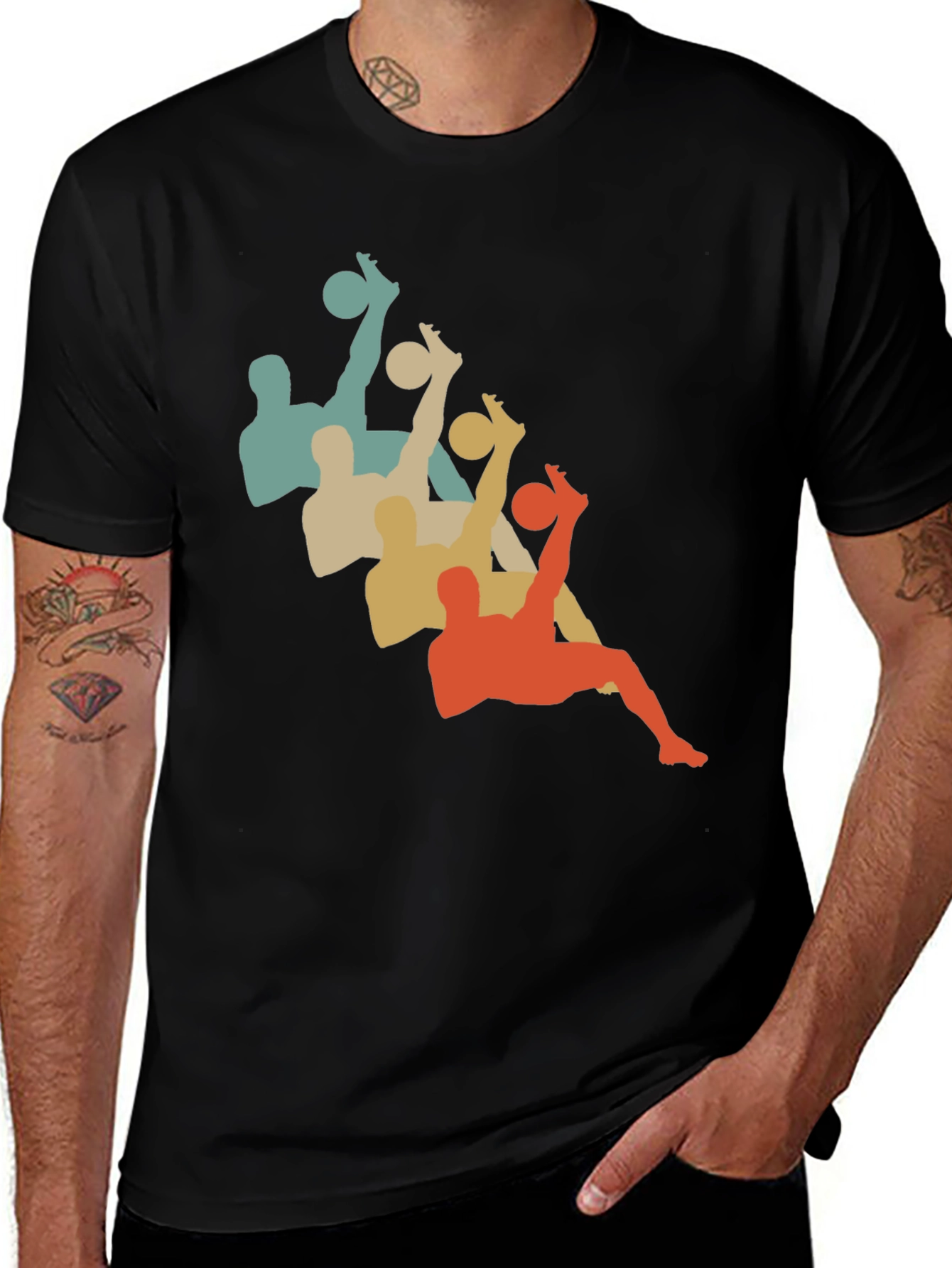 Retro Soccer Silhouette Black T-Shirt