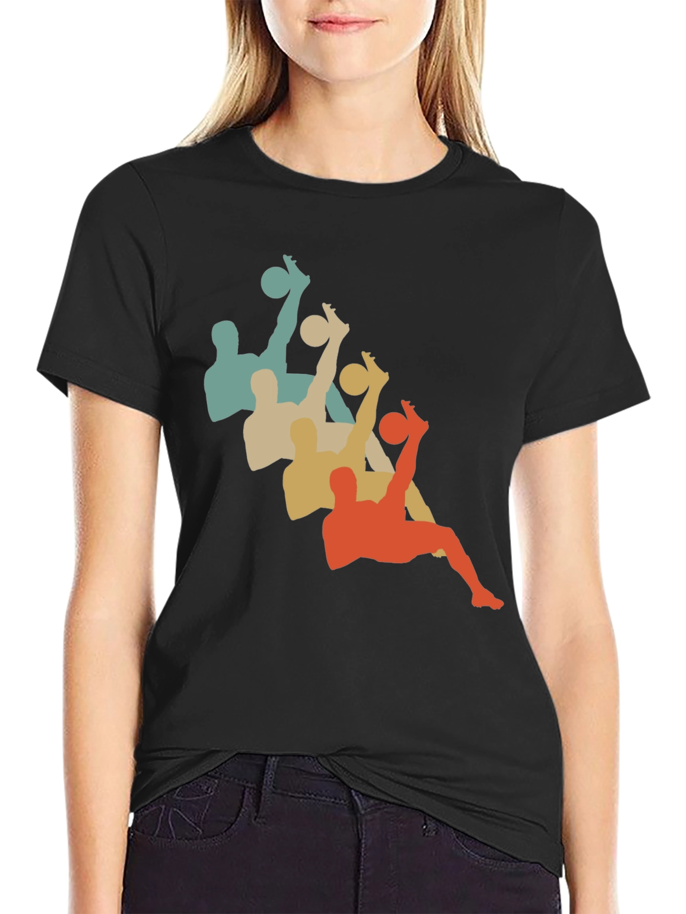 Retro Soccer Silhouette Black T-Shirt