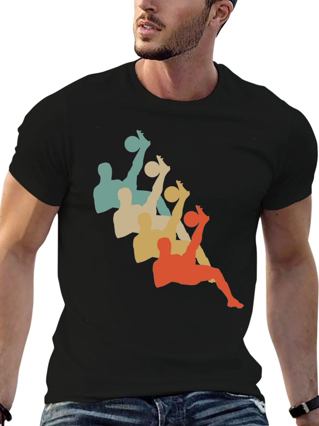 Retro Soccer Silhouette Black T-Shirt