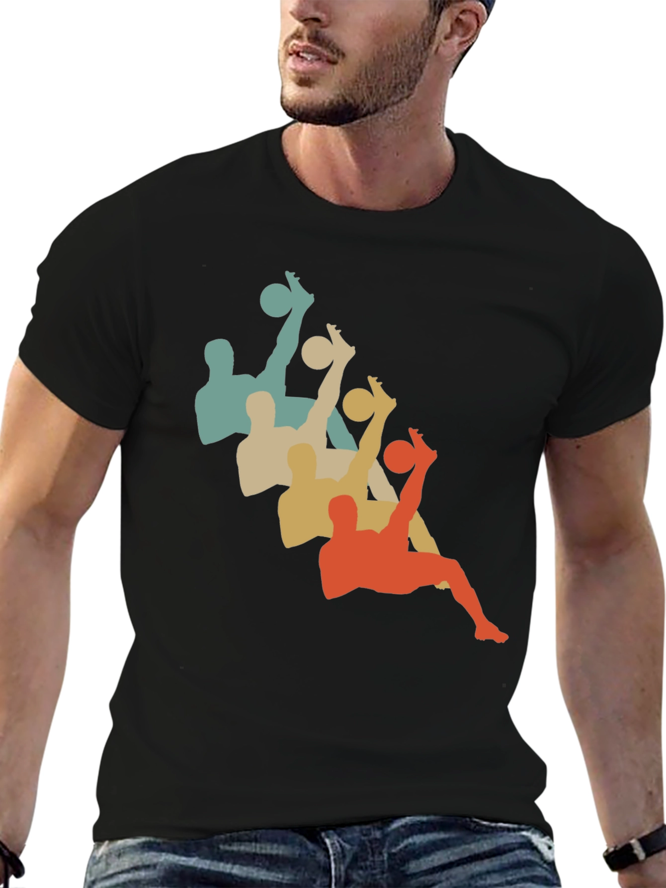 Retro Soccer Silhouette Black T-Shirt